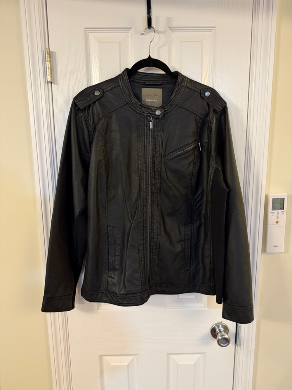 Maurices Black Faux Leather Motorcycle Jacket